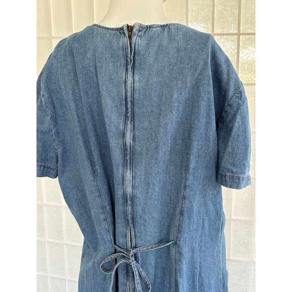 Tickets Clothing Vintage Embroidered Denim‎ Back Zip Maxi Dress Women’s Size 18T - Picture 7 of 14